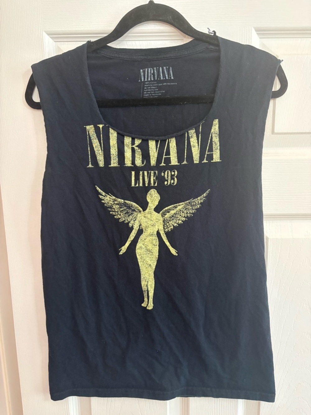 Nirvana Live '93 Sleeveless Shirt Black 100% Cotton Reproduction Grunge S